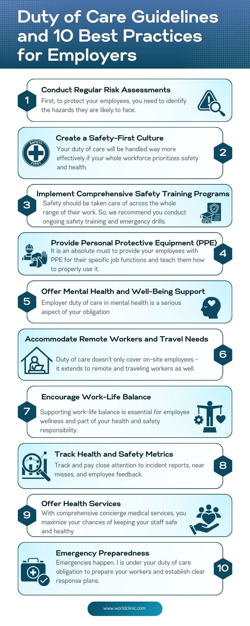 Duty of Care Guidelines and 10 Best Practices for Employers infographic