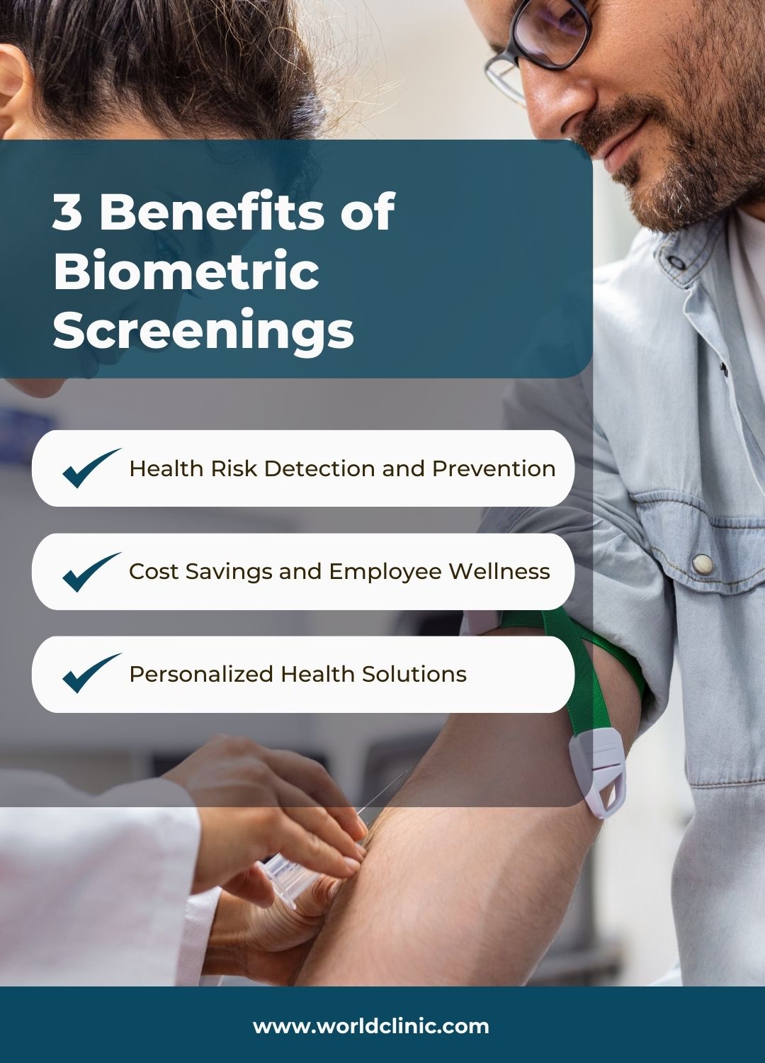 3 Benefits of Biometric Screenings infographic.